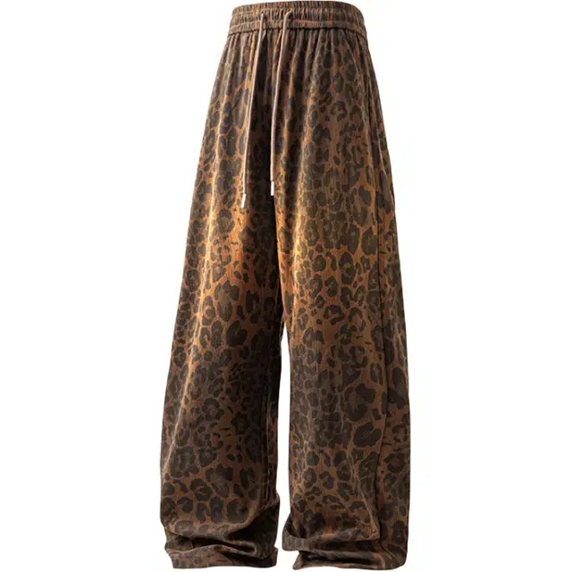 马员外 百搭复古时尚洋气豹纹简约休闲裤 男款