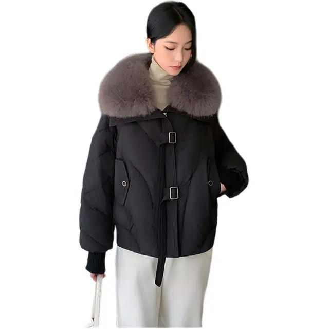 思蓓儿 短款毛领宽松时尚韩版加厚保暖长袖棉服 女款