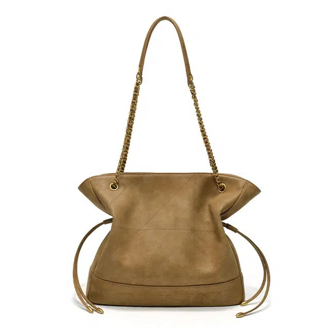 西木汀 秋日恋歌 小众设计高级感通勤休闲简约百搭托特包 牛皮 单肩斜挎包 常规 女款 暖驼棕