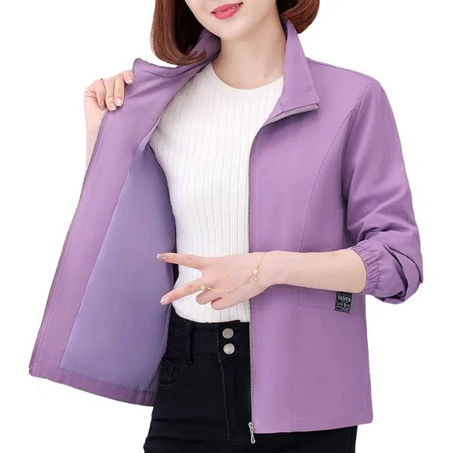缪斯的诱惑 秋冬经典时尚简约运动休闲百搭工装软壳衣靓丽纯色日常户外通勤棉质舒适柔软拉链开衫上衣轻便复古优雅洋气减龄立领夹克外套 女款