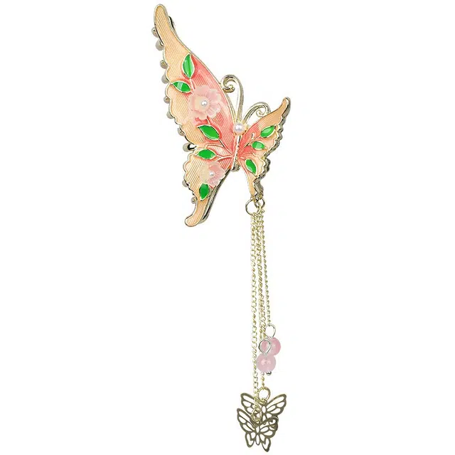 彤彤兔 古风流苏蝴蝶发抓夹时尚高级感抓夹小半扎发后脑勺头饰#好运 锌合金 发夹 女款