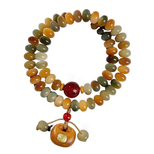 仙园韵 新中式国风双圈叠戴文玩佛珠小众设计高级感轻奢转运纳福平安好运手饰 菩提根 手串 女款