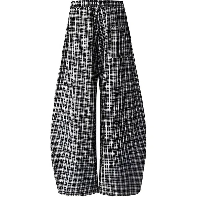 拾个壹先生 美式高街小众痞帅潮流格纹阔腿裤无性别主义穿搭亲肤柔软舒适时尚个性百搭复古高级英伦风直筒垂感宽松显瘦拖地裤休闲裤 男女同款