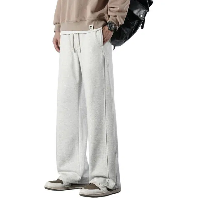 马员外 潮流青春流行时尚都市长裤直筒秋冬款卫裤时尚平口宽松现代风休闲裤 男款