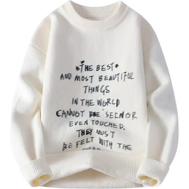 马员外 美式字母印花保暖宽松百搭时尚简约针织衫 男款