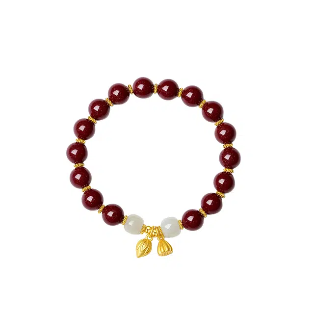 仙园韵 两世欢鸿运莲新中式复古民族风轻奢小众设计高级感#好运 朱砂 手串 男女同款情侣款