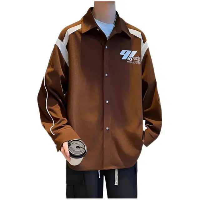 木木兔 美式高街重磅男士长袖外穿冬季休闲秋冬穿搭轻奢潮流百搭衣服冬天国潮宽松衬衫领潮牌简约外套夹克 男款