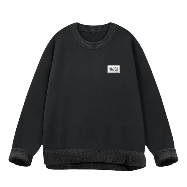 吾皇猫 原创美式复古高街简约基础款学院风圆领套头上衣潮流潮牌长袖贴布内搭打底衫休闲宽松时尚百搭痞帅慵懒风秋冬款针织衫 男女同款