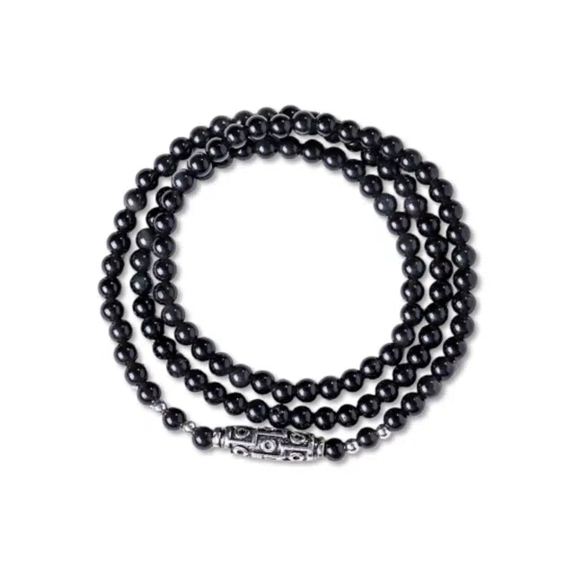 匠锁心玉 天珠简约新中式珠串转运珠纳福国潮古风原创设计小众轻奢高级感 气质百搭潮流时尚手饰显白#好运天然 黑曜石 手串 男女同款情侣款