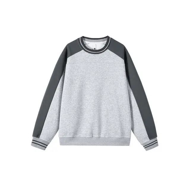 【dme】 美式复古拼接撞色上衣服秋季潮牌百搭宽松休闲套头圆领卫衣 男女同款