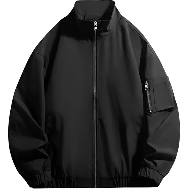 马员外 潮流青春流行时尚都市青年立领情侣款外套上衣休闲百搭飞行夹克 男女同款