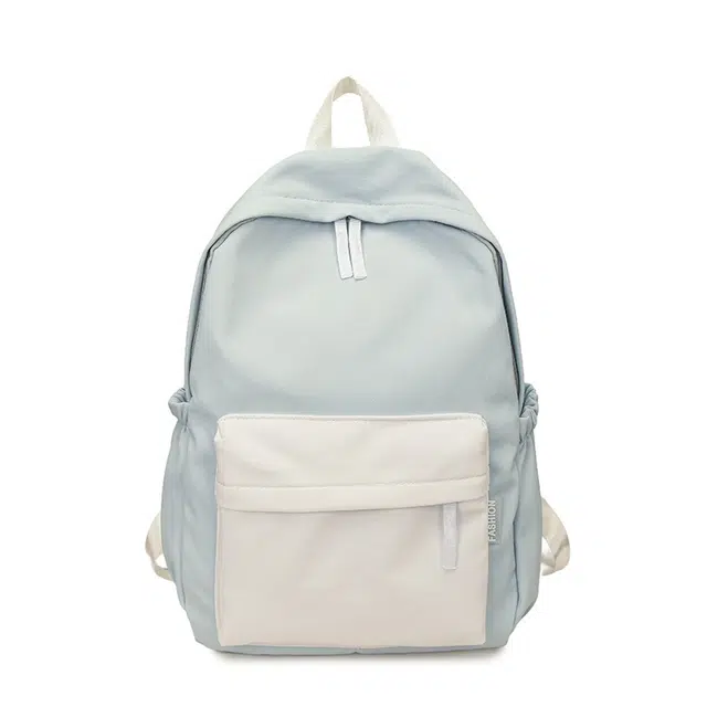 泰格奴 简约日系通勤旅行高级感背包初高中大学生轻便舒适多功能书包 水洗布 双肩包 常规 男女同款情侣款 蓝色/米色/粉色