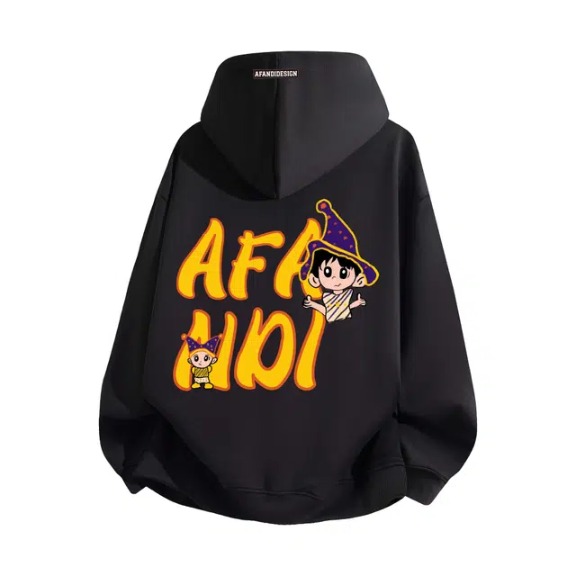 阿凡迪 美式经典街头简约基础个性品牌字母魔法师印花宽松舒适休闲百搭时尚潮流通勤无性别主义抽绳长袖连帽卫衣 男女同款