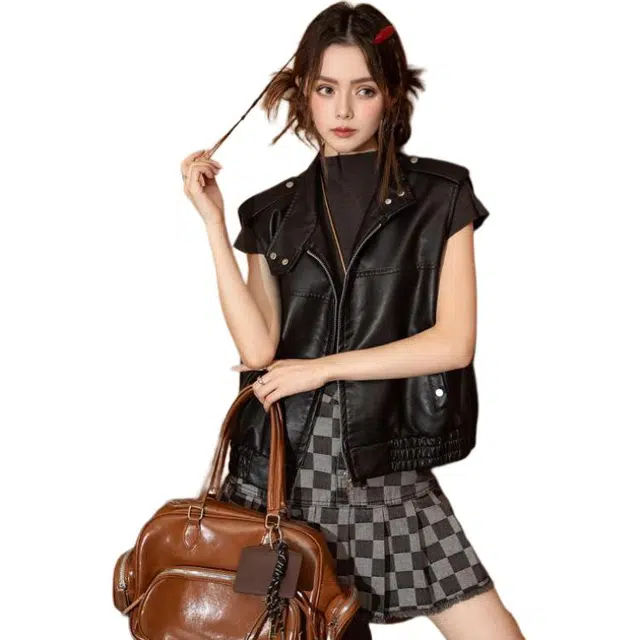 法文箱子 高级感小个子百搭皮衣 女款