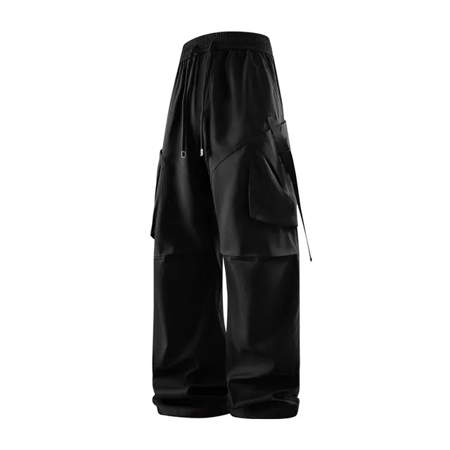 马员外 潮流青春流行时尚都市现代风裤子运动裤美式抽绳直筒宽松休闲裤 男女同款