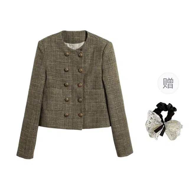 涂诗菲 韩系复古小香风高级设计感通勤百搭约会气质时尚截短外套 女款