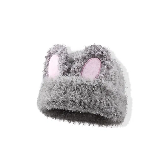 【通勤百搭~可爱兔兔】 攸委 秋冬季必备神器毛绒兔子耳朵甜美针织帽子保暖加厚显脸小 涤纶 滑雪骑行加绒护耳绒线帽包头帽冷帽 女款