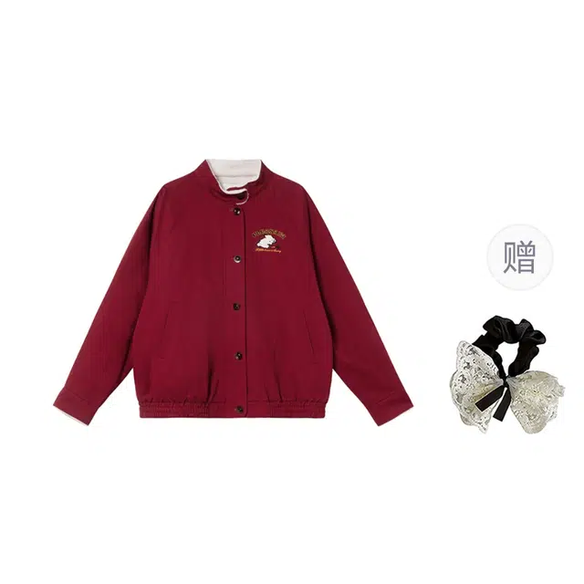 涂诗菲 韩版复古甜美小众设计感气质百搭宽松舒适休闲卡通刺绣外套棉服 女款