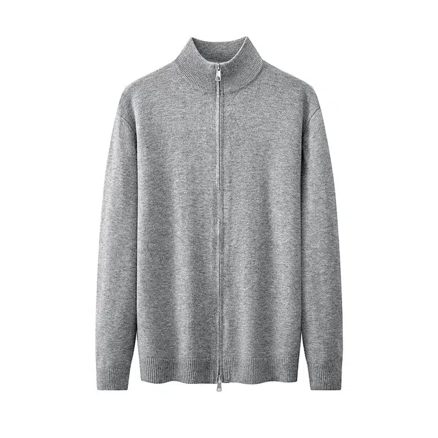 如续 高质量老钱风简约开衫拉链男立领保暖休闲年轻外套针织衫 男女同款