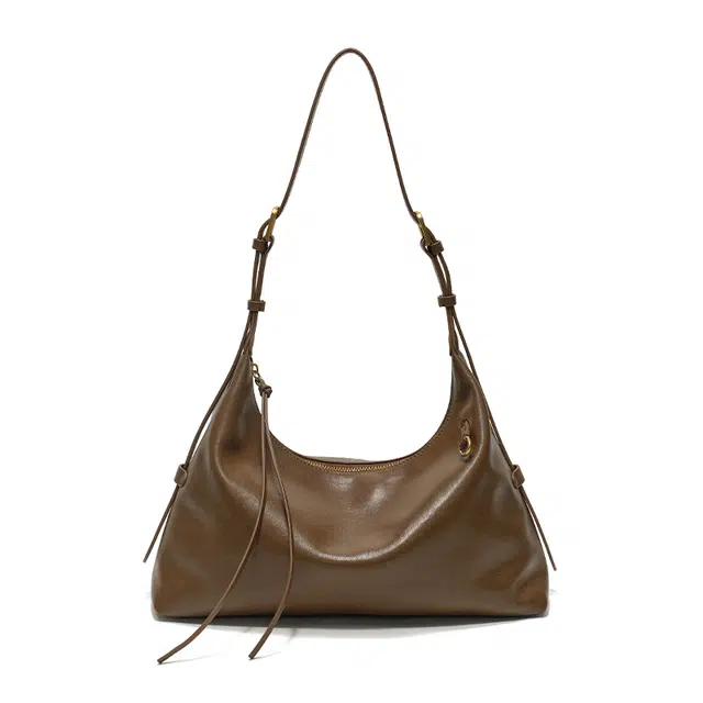 西木汀 暮夜 小众设计高级感通勤休闲简约时尚手提腋下包 牛皮 单肩斜挎包 常规 女款 美拉德棕/深邃黑