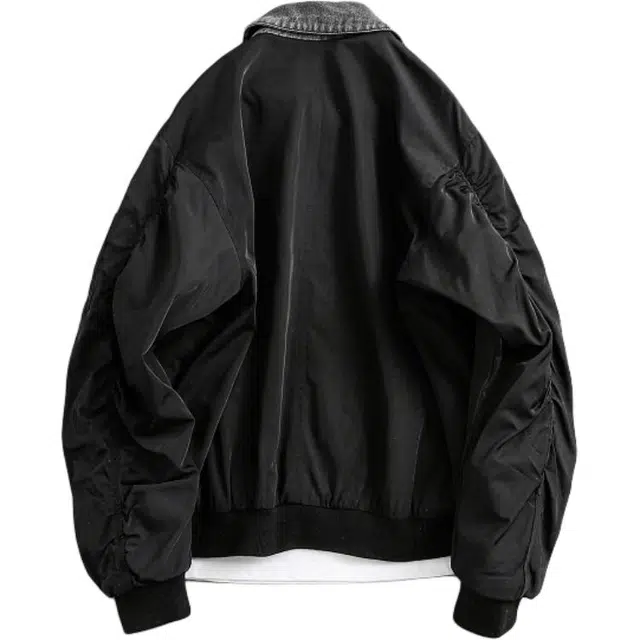 宫奴 日系休闲潮牌时尚设计感拼接牛仔翻领夹克 男女同款