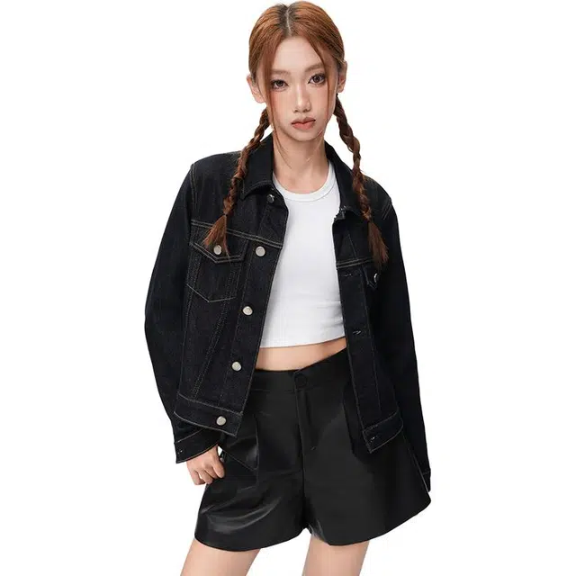 淑好百 复古修身时尚百搭马甲牛仔外套 女款