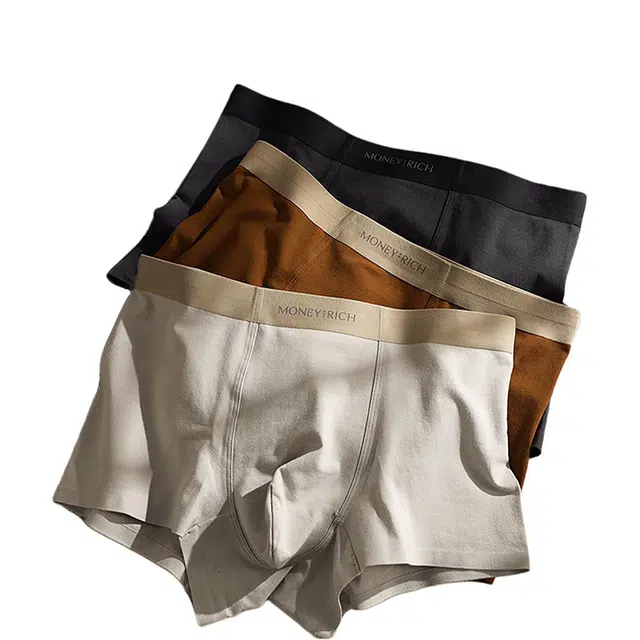 潞优野 轻奢纯棉吸汗透气抗菌四角短裤秋冬季高级感舒适亲肤纯色大码平角内裤 男款