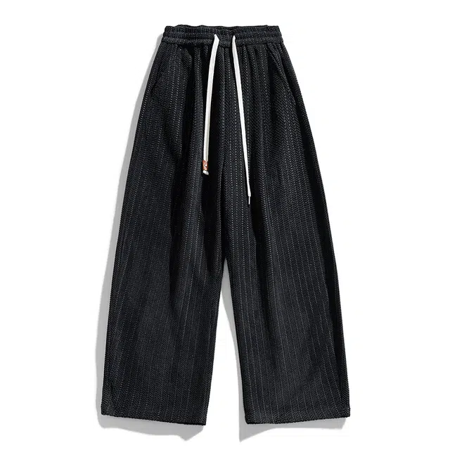 马员外 大码直筒灯芯舒适潮流宽松纯色简约百搭休闲裤 男款