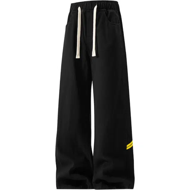 马员外 春秋季长裤子条纹直筒宽松简约潮流百搭牛仔裤 男款