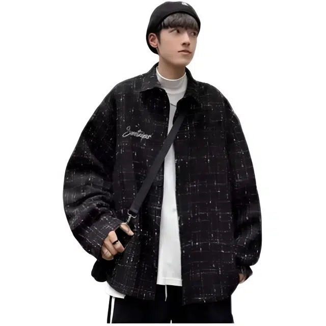 木木兔 美式高街重磅男士长袖外穿冬季休闲秋冬穿搭轻奢潮流百搭衣服冬天国潮宽松衬衫小香风开衫潮牌外套夹克 男款