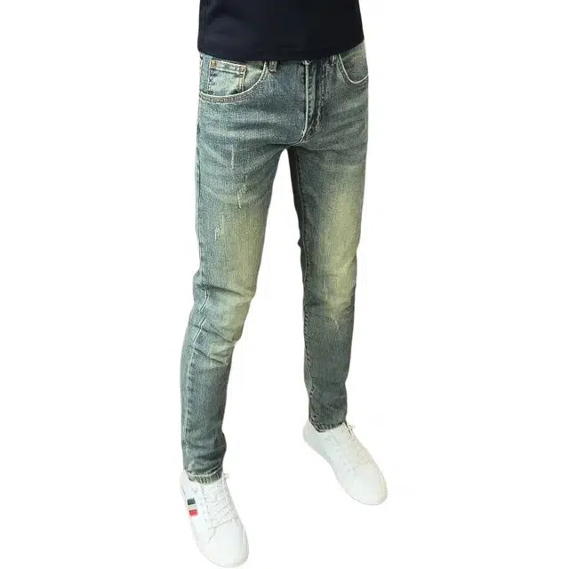 特斯型 高端轻奢九分牛仔裤男士弹力潮牌简约修身小脚长裤 男款