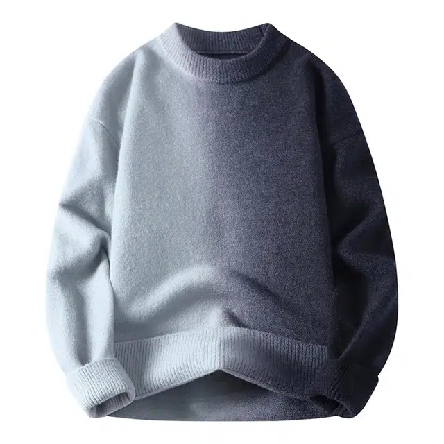 马员外 纯色潮流慵懒风圆领保暖宽松套头打底衫渐变色简约百搭针织衫 男款