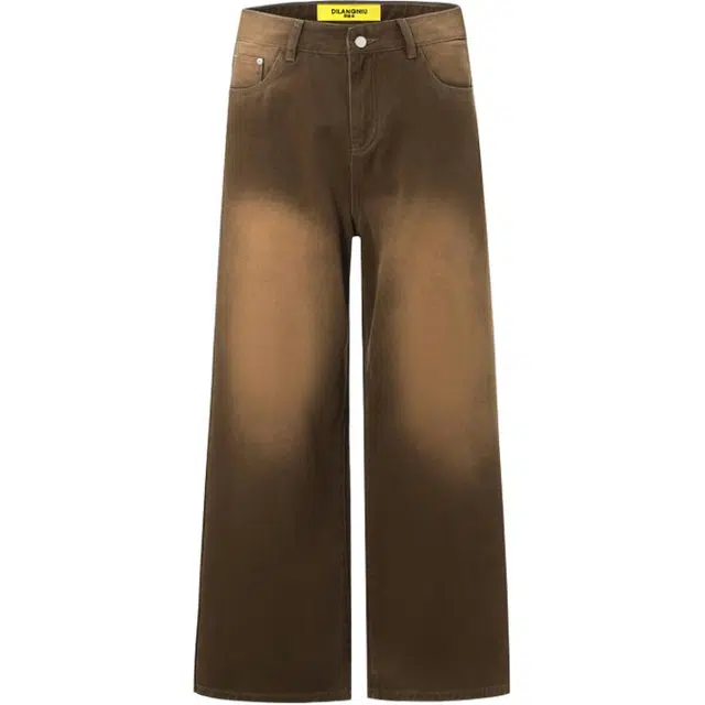 帝狼牛 美式复古水洗做旧直筒宽松阔腿拖地长裤牛仔裤 男女同款