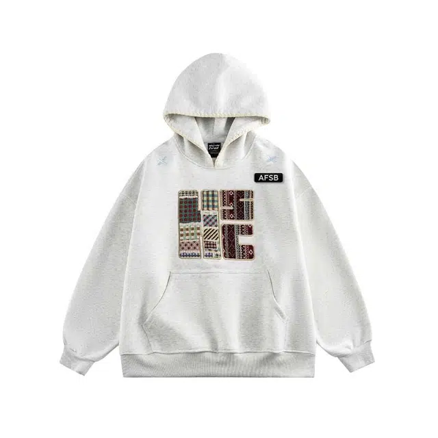 艾梵斯贝 美式复古潮流小众设计款全刺绣民族风花纹高级感个性街头日常通勤百搭宽松休闲舒适慵懒文艺风情侣款连帽卫衣 男女同款