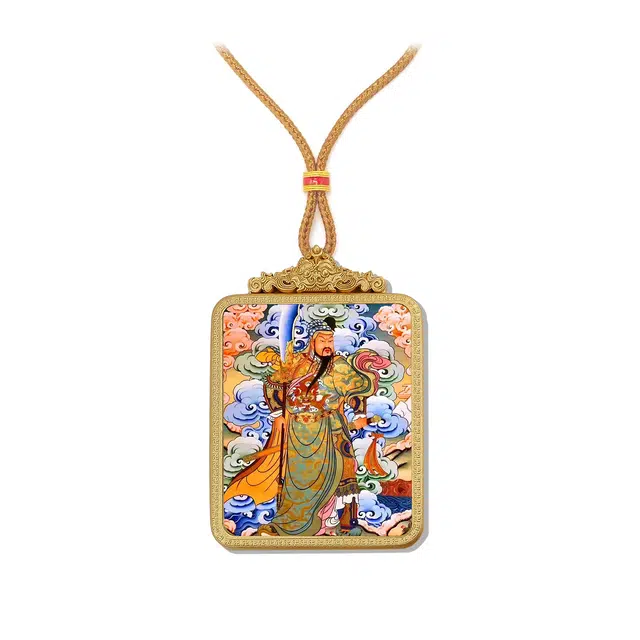 【百无禁忌百财来】 玉临门 忠义千秋中式关公唐卡藏式财神 藏传佛教护身符能量#好运 合金 项链 男女同款情侣款