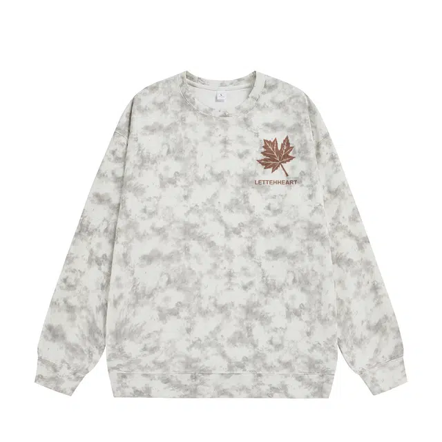 诗丹帝国 美式复古脏脏扎染圆领外套春秋男士高级感青少年学生穿搭宽松情侣款无帽卫衣 男款