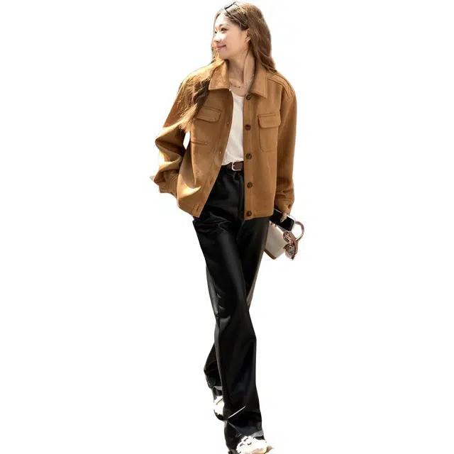 轻迎 美拉德短款休闲百搭复古上衣巴恩风外套夹克 女款