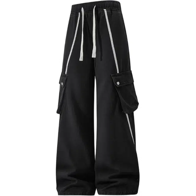 马员外 阔腿休闲宽松时尚百搭做旧牛仔裤 男款