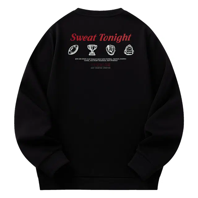 贵人鸟 生活系列 简约纯色百搭美式运动印花宽松休闲针织圆领卫衣 男女同款