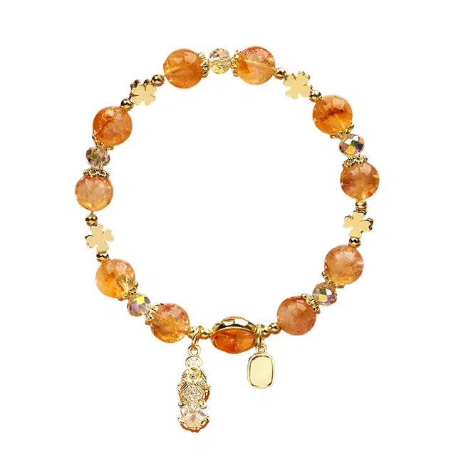 仙园韵 超仙爆闪纳福发财貔貅八方来财 新中式招财吞金兽爆富转运珠小众轻奢串珠#好运 黄水晶 手串 男女同款情侣款