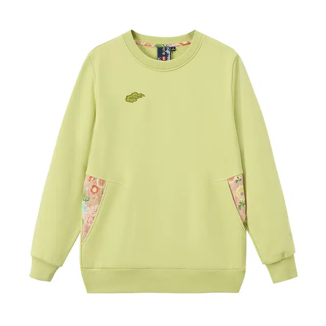 鬼洗 刺绣花布拼接泥棒蓝来福犬卡通动漫常规长袖通勤套头卫衣 女款