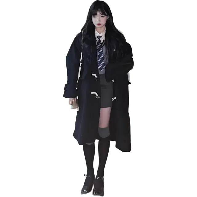 小卷要加油 牛角扣呢子大衣女秋冬季毛呢外套高级感小个子赫本风风衣 女款