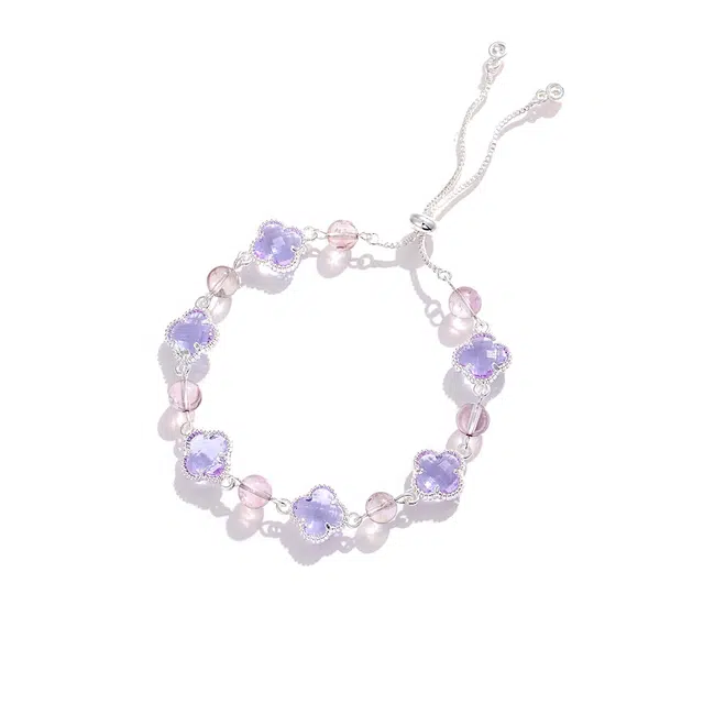 匠锁心玉 幸运四叶草 简约新中式 转运招财纳福国潮古风原创设计小众轻奢高级感 气质百搭潮流时尚手饰#好运天然 紫水晶 手链 女款