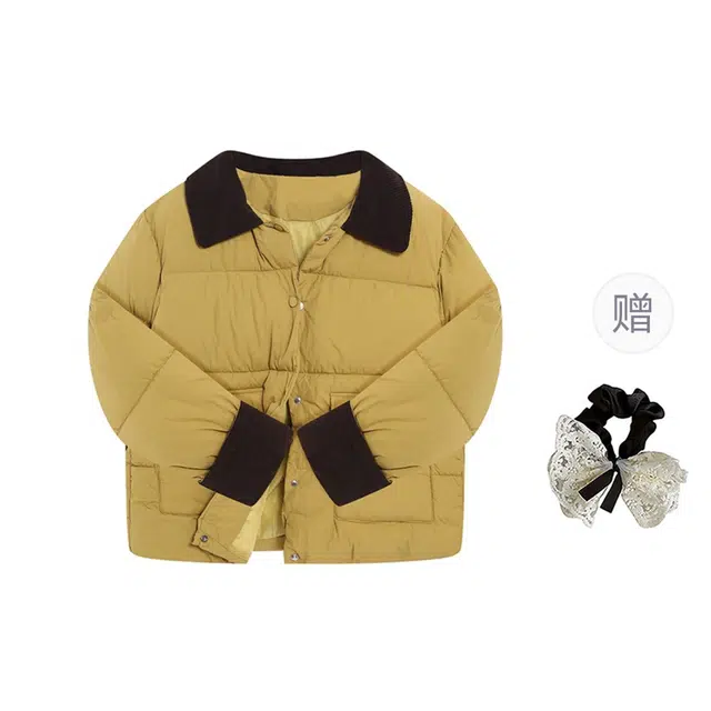 涂诗菲 韩版时尚高级感休闲百搭纯色简约宽松舒适遮肉显瘦通勤外套棉服 女款