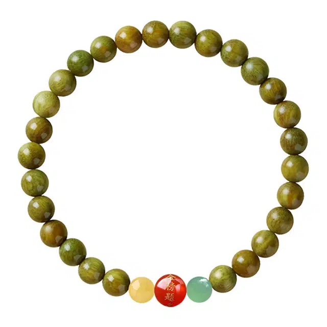 琛宬 【金榜题名】一路绿灯路路通 节节高升新中式精致复古简约佛珠念珠活力毕业上岸#好运 绿檀 木作手串 男女同款情侣款