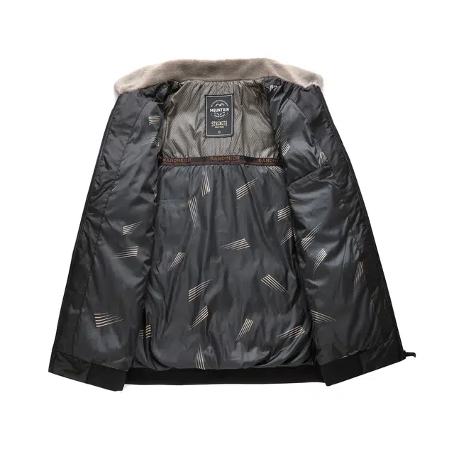 卡丹狄诺 时尚翻领毛领中老年棉衣外套保暖百搭开衫棉服 男款