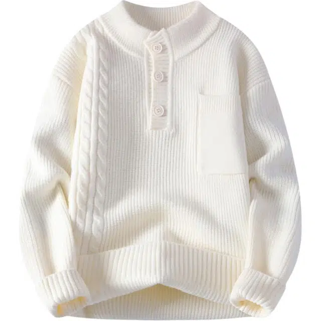 马员外 纯色打底衫潮流慵懒风圆领保暖套头宽松简约百搭针织衫 男款