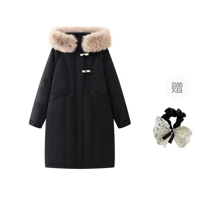 涂诗菲 韩版高级感休闲百搭纯色简约宽松舒适遮肉显瘦时尚通勤毛领外套棉服 男女同款