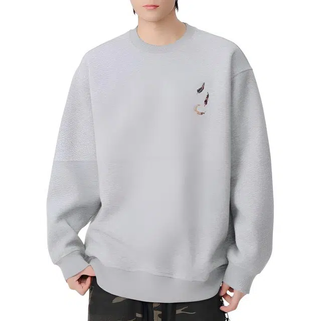 左岸 美式高街青少年时尚简约百搭男士长袖设计圆领上衣宽松透气休闲小众校园风高级氛围感日系潮牌卫衣 男款