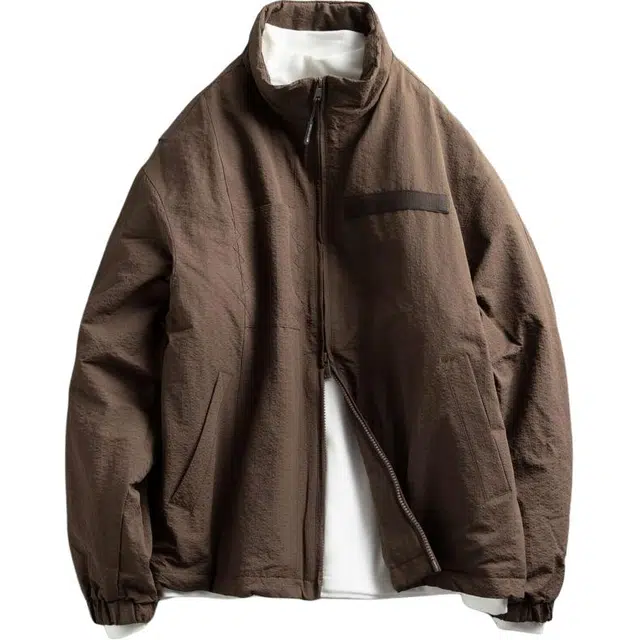 宫奴 日系休闲潮牌简约纯色贴条保暖立领棉服 男女同款